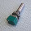RK09712200JB, перем. резистор серии rk097 сдвоенный, 10ком, 0.05w обратно-логарифм. хар-ка, метал. вал со шлицом 25мм ф6мм, крепление на гайку 7мм
