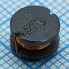 SDR0805-270KL, индуктивность smd силовая неэкранированная проволочная 27мкгн ±10% 1кгц 20q-фактор феррит 1.3a 0.12ом по постоянному току лента на катушке