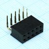 DS1024-2X5R2, гнездо на плату угловое 2x5 конт., шаг 2.54 мм., длина 8.5мм