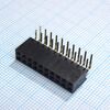 DS1024-2X10R2, гнездо на плату угловое 2x10 конт., шаг 2.54 мм., длина 8.5мм