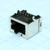 1734795-1, модульный разъем, cat5, rj45, гнездо, 8 контакт(-ов), 1,02мм 12 вывод(-ов), 1 порт(-ов) угловой монтаж в отверстие лоток