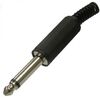 SZC-0035 MONO 6.35 MM, разъём аудио штекер моно 6.35 мм, на кабель, черный