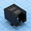 DS1133-03-S60BX, разъем 6p6c rj-12 (6 конт., позол.), розетка, прямой угол на плату, черный изол. (аналог tj4-6p6c)