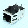 TRJ1004AGNL, разъем экр."гнездо" rj-45 с согласующ. фильтром 10/100base-tx (1:1), 2 верхн. светодиод. (лев. желт./прав.зел.), с лепестк., от 0 до + 70 гр.c, пр. угол на плату, lк. = 25.4 мм