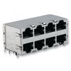 5569262-1, разъем rj-45 розетка 64 позиции шаг 2.54мм угловой монтаж в отверстие 60 терминала 8 портов лоток