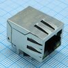 JXD0-0015NL, разъем rj45 led индикация зеленый/желтый 10/100 base-t 1 порт угловой защита от помех