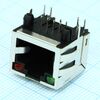 TRJE101A33NL, разъем экран. "гнездо" rj-45, 2 верхн. светодиод. (лев. зеленый/ прав. красный), с лепестк., от - 40 до + 85 гр.c, пр.угол на плату, lк. = 15.8мм (аналог tj18-l8p8c-5* lк. = 15.8мм)
