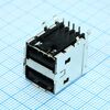 672983091, разъем usb тип a, usb 3.1, розетка, 8 вывод(-ов), 8 контактов 2 порта монтаж в сквозное отверстие, прямой угол