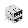 5787617-1, разъем сдвоенный usb тип a, розетка usb 2.0, 8 выводов (2 порта), прямой угол