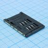 DS1138-05-06SS4BSR, разъем мини sim карты высота 2.0мм 6 контактов шаг 1.27мм с фиксацией