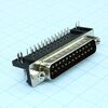 DS1037-25MNAKT74-0СС, d-sub, вилка на плату двухрядная, угловая, 25 контактов, шаг 2.77мм, цвет черный