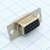 DS1035-15FBNSISS, d-sub разъем высокой плотности, пайка на кабель, розетка, 15 контактов, цвет - чёрный