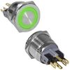 GQ22PF-11ZE/G/N ON-OFF+OFF-ON, антивандальная кнопка металлическая с фиксацией, посадочная резьба м22, контакты под пайку, с подсветкой