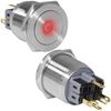 GQ25PF-11ZD/R/N ON-OFF+OFF-ON, антивандальная кнопка металлическая с фиксацией и с подсветкой, посадочная резьба м25, контакты под пайку