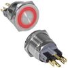 GQ22PF-11ZE/R/N ON-OFF+OFF-ON, антивандальная кнопка металлическая с фиксацией, посадочная резьба м22, контакты под пайку, с подсветкой
