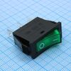 RK1-11 1X1 B/G"0-", выключатель клавишный on-off без подсветки цвет корпуса (черный) цвет кнопки (зеленый)