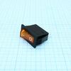 RK1-16 1X1N B/OR"0-", выключатель клавишный on-off с подсветкой цвет корпуса (черный) цвет кнопки (оранжевый)