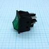 RK1-03 2X1N B/G"0-", выключатель клавишный on-off с подсветкой цвет корпуса (черный) цвет кнопки (зеленый)