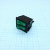 RK1-22 1X1X2N B/G"0-", выключатель клавишный on-off с подсветкой цвет корпуса (черный) цвет кнопки (зеленый)