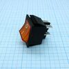 RK1-01 2X1N B/OR"0-", выключатель клавишный on-off с подсветкой цвет корпуса (черный) цвет кнопки (оранжевый)