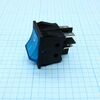 RK1-03 2X1N B/BL"0-", выключатель клавишный on-off с подсветкой цвет корпуса (черный) цвет кнопки (синий)
