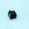 RK2-16 1X1N B/G"0-", выключатель клавишный on-off с подсветкой цвет корпуса (черный) цвет кнопки (зеленый)