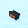 RK1-17 1X1N B/OR"0-", выключатель клавишный on-off с подсветкой цвет корпуса (черный) цвет кнопки (оранжевый)