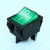 R51-5BGNBT-G, выключатель клавишный 16а 250в on-off 4 pin -зеленый-