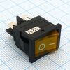 DS RWB-207 желтый 12V, 2 положения клавиши, 2 группы замыкающих контактов, 250vac 6a, ширина контакта 4.8мм, желтая подсветка 12в