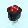 RC95BRBT2-G, выключатель клавишный круглый с подсветкой 10а 250в on-off 3 pin -красный-