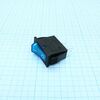 RK1-11 1X1 B/BL"0-", выключатель клавишный on-off без подсветки цвет корпуса (черный) цвет кнопки (синий)