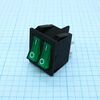 RK1-22 1X1X2 B/G"0-", выключатель клавишный on-off без подсветки цвет корпуса (черный) цвет кнопки (зеленый)