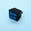 RK1-22 1X1X2N B/BL"0-", выключатель клавишный on-off с подсветкой цвет корпуса (черный) цвет кнопки (синий)