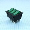RK1-37 1X1X3N B/G"0-", выключатель клавишный on-off с подсветкой цвет корпуса (черный) цвет кнопки (зеленый)