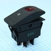 RK1-06N-24V красный, выключатель клавишный on-off с подсветкой (4c) 35а 24в