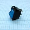 RK1-01 2X1 B/BL"0-", выключатель клавишный on-off без подсветки цвет корпуса (черный) цвет кнопки (синий)