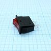 RK1-11 1X1 B/R"0-", выключатель клавишный on-off без подсветки цвет корпуса (черный) цвет кнопки (красный)