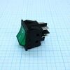 RK1-03 2X1 B/G"0-", выключатель клавишный on-off без подсветки цвет корпуса (черный) цвет кнопки (зеленый)