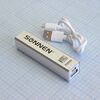 Аккумулятор внешн. портативн. (2600mAh), power bank, 2.6ah, usb(1a), литий-ионный, алюм.корпус 9*2, серебро,led индикатор заряда, кабель micro usb