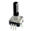 PEC12R-4125F-S0012, энкодер pec12, 12 щелчков, 12 импульсов, пластмассовый вал с лыской 25мм, горизонтальные выводы, 10ма, питание 5в