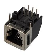 5555154-1, разъем модульный rj-25 розетка 6 контактов шаг 2.54мм угловой монтаж в отверстие 6 терминалов 1 порт коробка/лоток