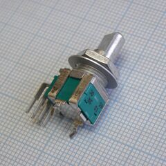 RK09L1240015, potentiometer rk09l series, dual-unit, vertical, flat shift 15mm, with detent, 10k, 1b, for tone