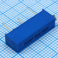 TSR-3006P-202R, потенциометр многооборотный керметный 2ком 0.75вт ±10% 22 ±2 оборота, (19.05 x 4.83 x 6.35мм)