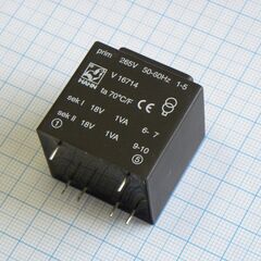 V 16714, заказной 2va 265v, 2x18v,2 c температурным предохранителем