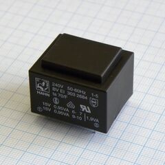 BV EI 303 2684, трансформатор питания 1.9ва 240в 2x15в ta 70 c/f (ei 30/12.5)24.0мм