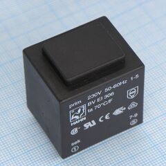 BV EI 306 3364, трансформатор питания 3ва 230в 2x9в 167ма ta 70 c/f (ei 30/23)34мм