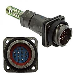 FQ18-12PIN ZPJ-8, блочная вилка, 12 контактов, с патрубком и пружинным хвостовиком под кабель 8мм