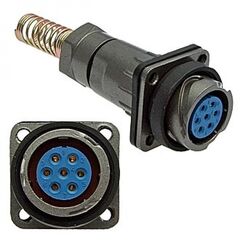 FQ18-7PIN ZPK-8, блочная розетка, 7 контактов, с патрубком и пружинным хвостовиком под кабель 8мм