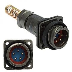 FQ18-5PIN ZPJ-8, блочная вилка, 5 контактов, с патрубком и пружинным хвостовиком под кабель 8мм