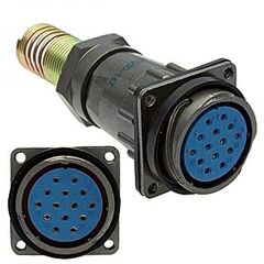 FQ30-14PIN ZPK-16, блочная розетка, 14 контактов, с патрубком и пружинным хвостовиком под кабель 16мм